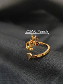 1pc Personalized Arabic Name Ring, Customizable 1-2 Name Stainless Steel Open Ring, Exquisite, Minimalist, Elegant, Gift For Family And Friends, Islamic Jewelry, Holiday And Birthday Gift, Versatile Women's Jewelry
