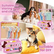 20 X 13 X 9 Wooden Dog Closet Pet Wardrobe Crate Box With Hanging Rods And Personalized Alphabet Letters Easy Assembly Baskets For Dog Cat Toys Clothes Accories Pink - 粉色 - 查看 5