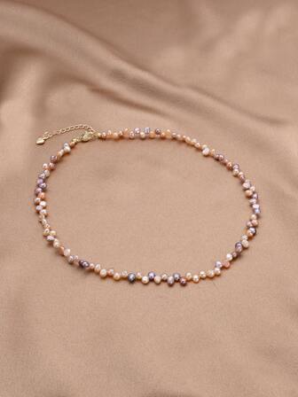 1 件 18K 镀金天然珍珠项链，适合母亲节、情人节、生日、婚礼、订婚、新娘的礼物