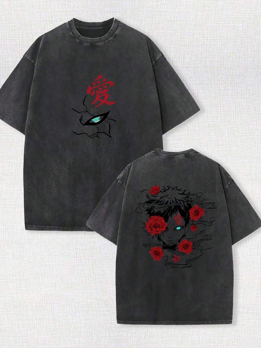 Vintage T Shirts Unisex Anime Shirt Anime T-Shirt Graphic Tee - màu đen - Xem 1