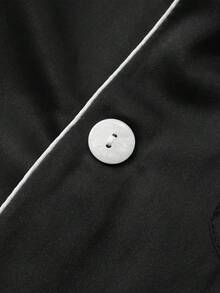 全新男士时尚休闲大码短袖短裤睡衣套装 - 黑色 - 查看 6