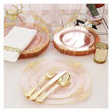 Clear Pink Plastic Plates Disposable - 175pc Party Set For 25 Guests - As Picture/I - View 8