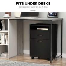 24" Vertical Filing Cabinet With Drawer, Mobile File Cabinet With Wheels For Home Office, Black - 黑色 - 查看 4
