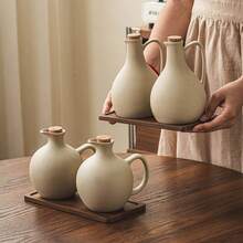 1pc 550ml/18.6oz Vintage Thick Ceramic Oil Bottle, Suitable For Cooking Oil, Soy Sauce, Vinegar, Home, Restaurant, Sushi Shop Use