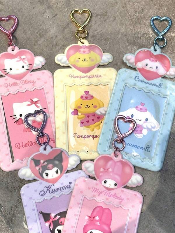Sanrio 1 pezzo Portacarte PVC carino con angelo dell'amore Sanrio, custodia protettiva per card idol star di 3 pollici, porta tessera mensa