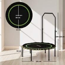SPORTNOW 40'' Foldable Fitness Trampoline, Mini Trampoline Bungee Rebounder With 5-Level Adjustable Handle For Adults Indoor Outdoor Exercise - Green - View 2