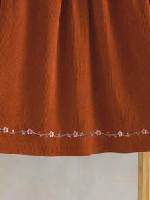 Embroidered Girls Dress, Ruffle Collar Design With Delicate Embroidery, Long Sleeve Loose Dress, Suitable For Daily Outing/Outdoor Leisure Holiday/Princess Style, Spring/Autumn - Orange - View 5