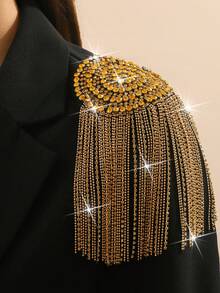 1pc Fashionable Silvery Women's Shoulder Patch Brooch, Multifunctional, Exquisite, Elegant, And Unique Personalized Luxury Men's Epaulette Accessories, Suitable For Daily Business Commuting