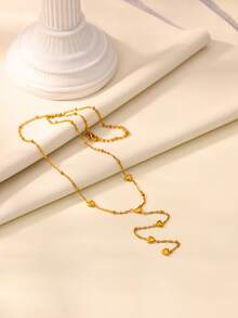 Colar longo em forma de coração em aço inoxidável para mulheres, colares de corrente antidesbotamento banhados a ouro 18K, joias para casamento e férias, acessórios para baile de formatura, presentes de Natal para mãe/melhor amiga