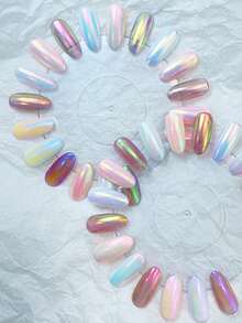 12pcs/Set Holographic Nail Powder, Holographic/Shiny Powder With Heavenly Themed, Captivating For Spring And Summer Use, Suitable For Women And Girls, Home Crafts And Professional Nail Salons - 彩色 - 查看 5