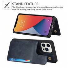For IPhone 13 Pro Max Case With Card Holder, Wallet Case For Women Men,Phone Case For IPhone 13 Pro Max Case With Stand And Strap,Leather Shockproof Protective Cover-Blue{"Color_name":"A-Blue"} - 多色15 - 查看 6