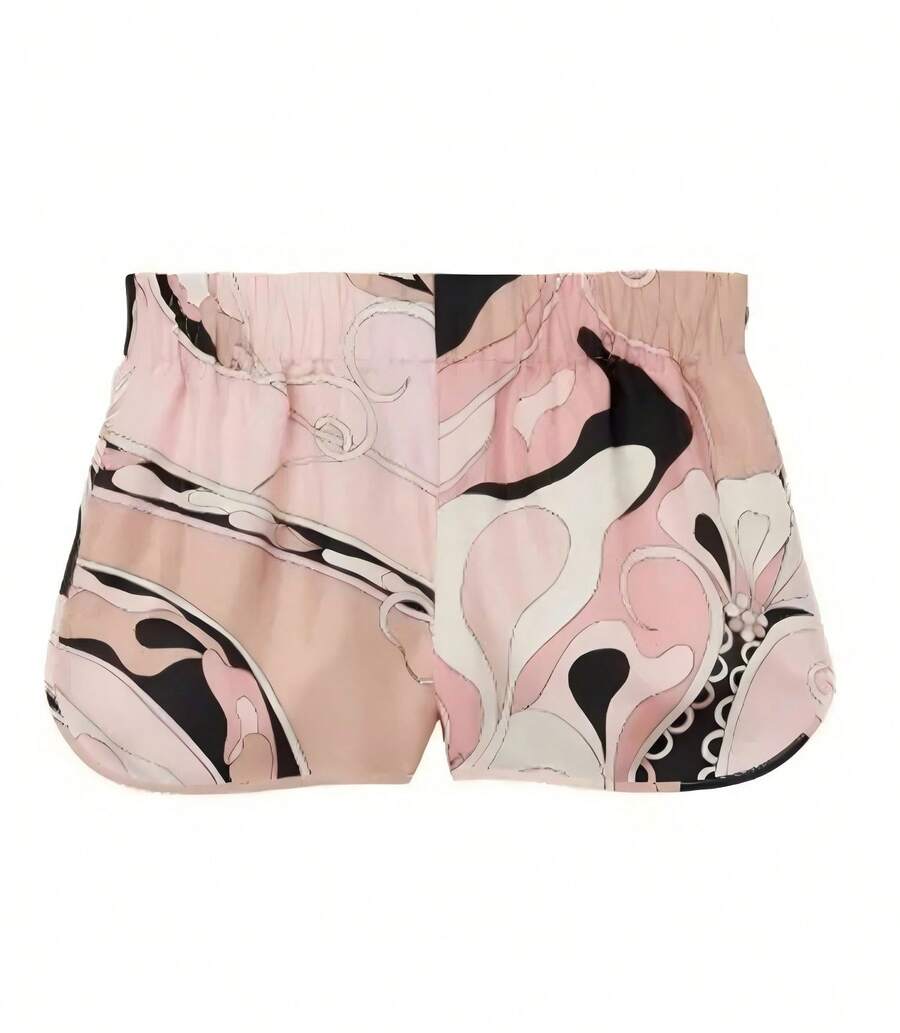 New Sexy Satin Halter Neck Backless Top Irregular Skirt Shorts Set NTZ6026 - Floral Shorts - View 1