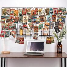 50 件复古工业风格汽车墙面艺术套装美学明信片，怀旧经典小海报墙拼贴套件，适用于房间家居装饰、青少年宿舍照片墙展示