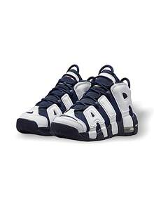 Nike Air More Uptempo 96 女款(GS)运动鞋，休闲健身轻便缓震透气，厚底设计，撞色拼接，舒适百搭，适合日常街头穿着和旅行，蓝白配色，货号FV5371-100 - 藍白 - 查看 2
