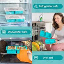 Silicone Freezer Tray With Lid U2013 2 - Cup Soup Freezer Container Molds, Large Cube Trays Freezing Soup, Sauce Broth, Meal Prep Food Storage U2013 Oven Dishwasher , 2 - Pack - hồ xanh - Xem 6