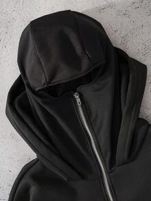 Customizable Men's Casual Hoodie With Text & Graphic Print, Double Layer Collar And Hood