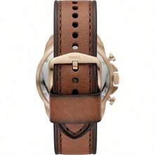Fossil The Bronson Men's Quartz Chronograph Watch With Brown Leather Strap Featuring Fashionable Texture And Business Casual Style FS5857