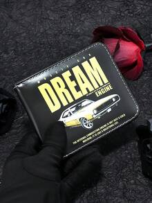 1pc New Men's Wallet Punk Style Car Wallet Unisex Compact Wallet & Card Holder Street Fashion Bifold Wallet For Men Wallet Mini Wallet Purse Wallet Small Wallet Men Wallet Leather Card Wallet Coin Wallet - Black - View 6