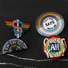 1pc Creative Rainbow Letter Badge Brooch, Fashion Enamel Lapel Pin, Collar Pin, Clothing Brooch, Metal Brooch, Fashion Jewelry Gift For Friends Christmas