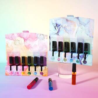 6pcs/Set Gold Powder Spray Ink, Glass Bottle Ink, Comes With Gloves, For Scrapbooking, Greeting Cards, School Art Supplies