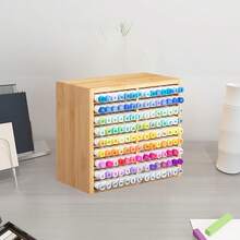 Hangfan - Bamboo Marker Pen Storage Rack, Wooden Desktop Storage Rack, 126 Marker Pens, Fountain Pens, Pencils, Art Brushes Fixed Storage Racks, With 18 Compartments, Suitable For Artists, Teachers, Students, Offices, Birthday Gifts, No Need To Assemble - 均碼 - 查看 9