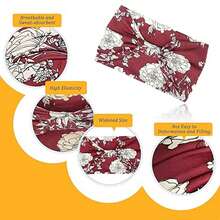 Set de 2 diademas anchas para mujer con flor de rosa y estampado de leopardo, diadema elástica bohemia antideslizante y que absorbe la humedad, adecuada para ejercicio, correr, trabajo, accesorios para el cabello, bufanda de invierno, cálidos bandanas para el cabello de mujer