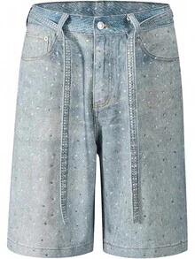 Y2K Baggy Jeans Shorts Wide Leg Washed Shorts Grunge Ripped Bermuda Jorts Hop StreetwearA Valentine's Day WGZU - Xanh-3 - Xem 1