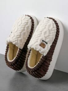 نعال داخلية مبطنة بالدب الكرتوني، نعال منزلية للأزواج ذات نعل ناعم للاستخدام الخارجي والداخلي، مغلقة الأصابع ودافئة