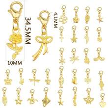 30 Pieces Golden Clip-On Charm Pendants Mixed Styles Dangle Charms With Lobster Clasps Accessories For DIY Earrings Jewelry Making Craft Supplies - (bộ)bộ đồ - Xem 3