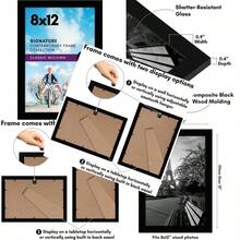 8x12 Picture Frame With ShatterResistant Glass Signature Collection GalleryStyle Frames Made Of Engineered Wood Photo Frame For Tabletop And Wall Display Black - 黑色 - 查看 9