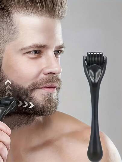 1pc Black Stainless Steel Face Roller With 0.25mm Precision Microneedles, Ergonomic Handle - Gentle Exfoliating Tool For Men And Women, Ideal Skincare Gift For Daily Facial Care, Facial Care Tool,Ergonomic Handle , Smooth Texture