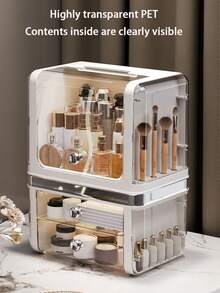 Premium Clear Makeup Storage Box - Dust-Proof Cosmetic Storage Cabinet, Suitable For Skincare, Lipstick Etc. - Large Capacity, Independent Design - Ideal For Beauty Salon, Bedroom, Vanity, Cosmetic Store, Cosmetic Cabinet | Modern Aesthetics | Durable PET, Cosmetic Storage Cabinet