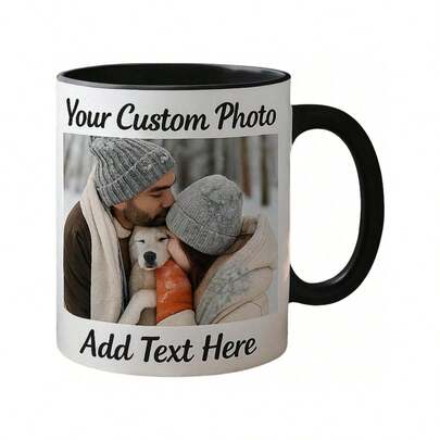 Personalized Coffee Mug 11 Oz Ceramic, Add Photo, Text Or Logo, Custom Picture Cup, Double‑Sided Print, Dishwasher And Microwave , Gift For Men, Women