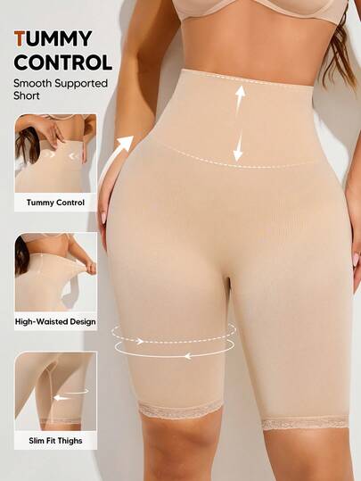 Högmidjade formande shorts, mjuka, stretchiga, spetskant för myskläder, underklänningar och vardagskläder