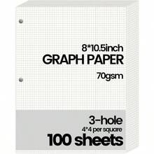 1InTheOffice Graph Paper Loose Leaf Filler - 8.5 X 11 Quad Ruled, 160 Sheets (2-Pack), White