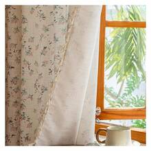 Pink Floral Curtains 96 Inch Length - 2 Panels Semi Sheer Drapes For Bedroom & Living Room - Cute Rod Pocket Window Treatments, Flower Tassel - Multicolor 165 - View 5