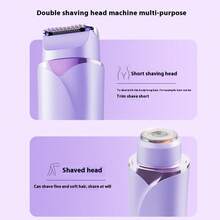 2 In 1 Women's Bikini Trimmer,USB Rechargeable Electric Shaver,Portable Dual Head,Gentle And Painless Trimming Of Sensitive Pubic Hair,Face,Underarms And Legs,Painless Hair Removal,Bikini Trimmer - 紫羅蘭色 - 查看 7