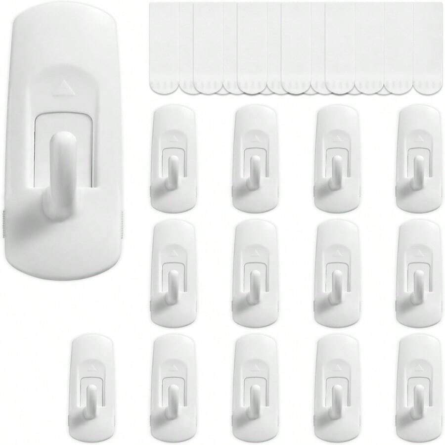 MOVELYST 20 Small Hooks+24 Removable Strips, Clear Wire Hanger Hooks, Damage-Free Utility Hooks, Heavy Duty With Adhesive Strips, No Tools Wall Hook For Hanging, Value Pack - ColorA - 查看 1
