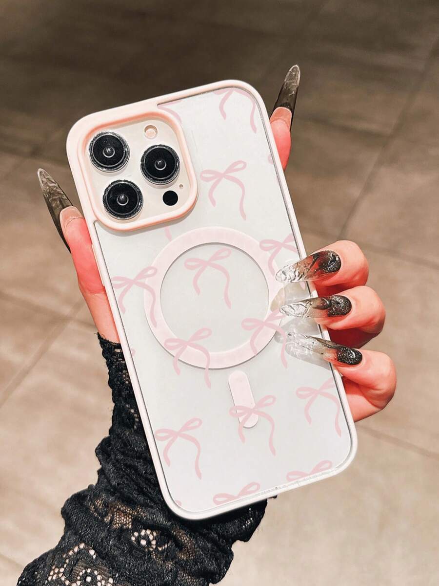 1 Ốp lưng điện thoại sạc từ tính thiết kế nơ hồng, tương thích với iPhone 16 Pro Max, 11/12/13/14 Plus, 15 Pro/15 Plus/15 Pro Max, 7 Plus/8 Plus, X/XS Max/XR, 11 Pro/12 Pro/13 Pro/14 Pro, 12 Mini/13 Mini, 11 Pro Max/12 Pro Max/13 Pro Max/14 Pro Max/14 Plus, 6/6S/6 Plus/7/8, 16 Pr/16 Pro/16 Plus/16 Pro Max, 12 Pro 17/17 Pro Max - Hồng - Xem 1