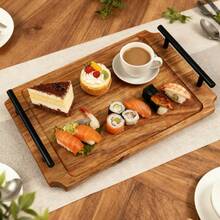 1pc 8-Sided Metal Serving Tray, Food Service Platter For Cheese, Fruit, Cake, Appetizers, Restaurants, Coffee, Milk, Heat-Resistant With Metal Handles For Easy Storage, Kitchen Accessory, Farmhouse Decor, Christmas, Halloween, Harvest Festival Gift