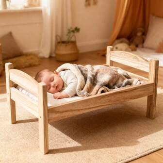 Lettino vintage per neonati, culla multifunzionale e connettibile, tono di legno caldo, portatile e mobile, accessorio fotografico per neonati, lettino smontabile per studio, forniture per bebè, regalo per festa di nascità