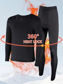 Conjunto de 2 peças de roupa íntima térmica ultrafina para homens, roupa sem costura que aquece a pele e embeleza, camada de base masculina de outono e inverno, roupa de outono com ácido hialurônico, roupa térmica masculina de camada de base ultrafina