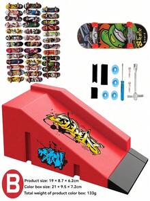 1 件 DIY 手指迷你滑板套装桌面坡道桌滑板游戏手指训练玩具派对互动比赛棋盘游戏生日礼物圣诞礼物（滑板配件款式和颜色随机）