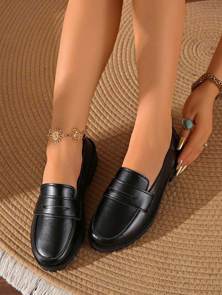 2025新款乐福鞋女皮鞋英伦风低跟百搭纯色简约平底鞋