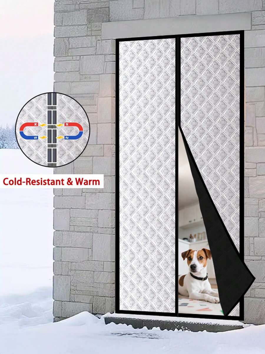Winter Magnetic Door Curtain – Thermal Insulated, Windproof & Noise-Reducing, Silent Magnetic Closure For Easy Entry, Perfect For Bedroom, Living Room & Kitchen - Silver - View 1