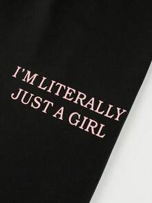 FQLWL 秋季街头时尚两件套女装字母印花开衫连帽衫紧身裤运动服套装女士健身休闲套装 - 黑色 - 查看 4