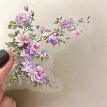 50片复古角花贴纸 DIY手机壳材料手册 水杯植物透明PET贴纸