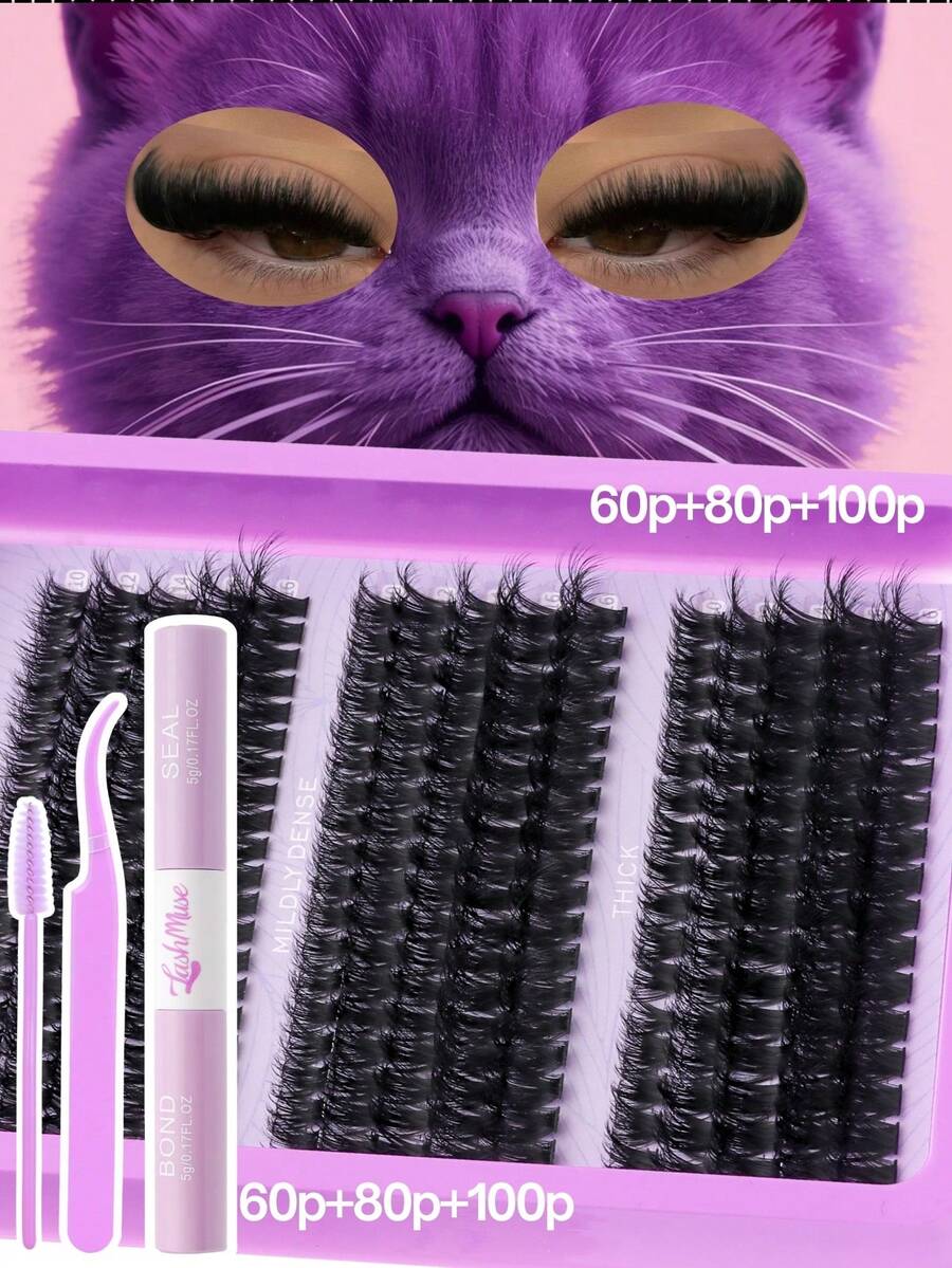 1000PCS/500PCS/250PCS Individual Lash Clusters High Capacity 80D+100D+120D D/DD Curl 0.39-0.63inch Mixed Length, Natural Look & Extra Thick & Wispy & Ultra Soft & Super Light, Reusable Individual Segmented False Eyelashes, Eyelash Extension Kit With Makeup Tools, Bond & Seal & Lash Tweezers & Lash Brush | Beauty & Health, Personal Care, Festive Glam Beauty | Perfect For Daily Life, Wedding, Party, Music Festival, Back To School, Halloween & Holiday Makeup - Màu tím - Xem 1