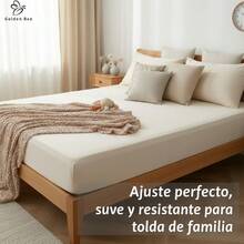 Ajuste elástico profundo+Sábana bajera ajustable+antiarrugas fácil de limpiar+dormitorio/hotel/apartamento+familia90*200cm - Beis - Ver 5