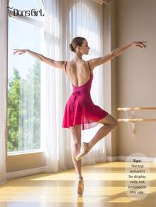 Áo liền quần ba lê bằng chiffon DonsGirl dành cho nữ, độ co giãn cao, thiết kế buộc dây điều chỉnh được, màu trơn, phù hợp cho biểu diễn và khiêu vũ. - Xem 4